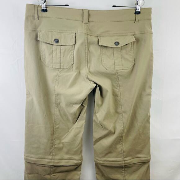 PrAna Monarch Convertible Hiking Pant Zip Off Stretch Drawstring Tan Size 14 - Picture 9 of 13